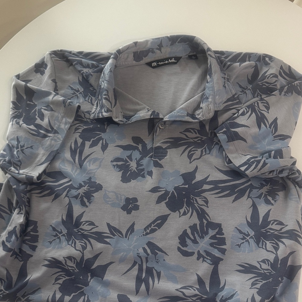 Travis Mathew Blue and Gray Polo Shirt